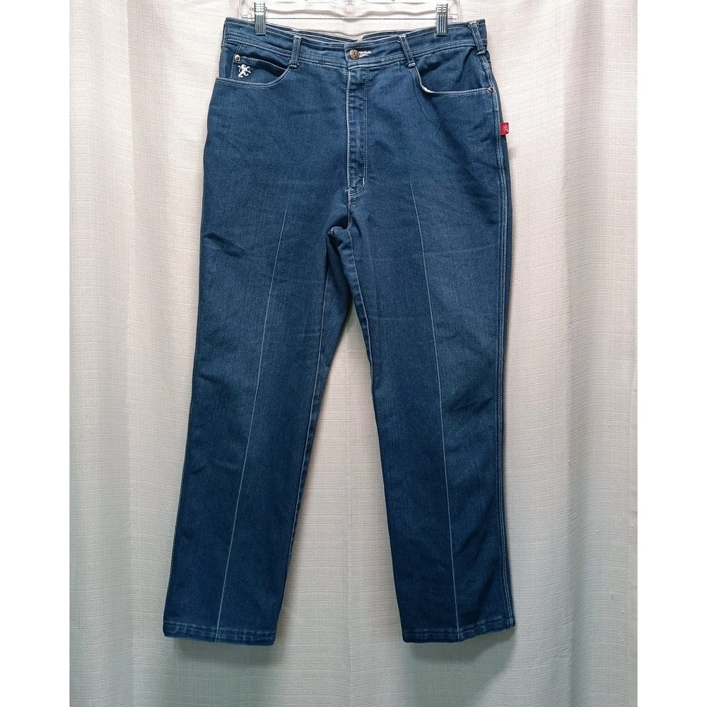 Braxton Stretch Womens Denim Jeans Straight Leg 34/27.5 Embroidered Boho Western